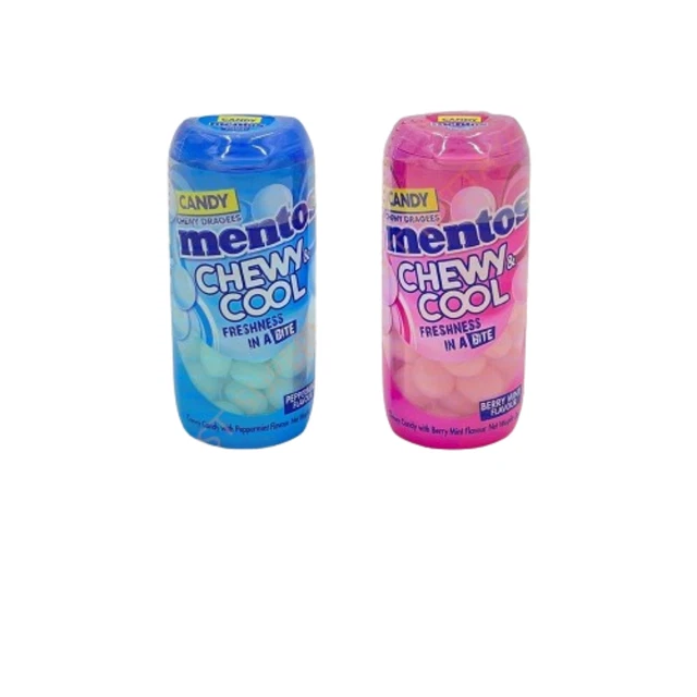 2 x Mentos Candy Chewy Cool Peppermint Berry Mint Fresh Breath Gummy Sweets 36g