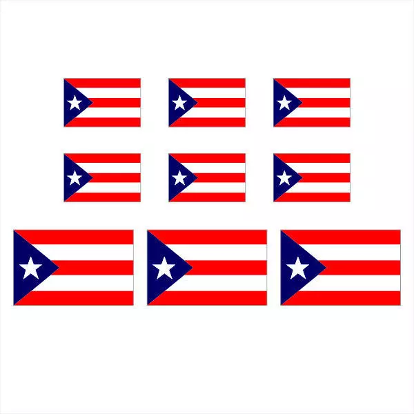 Puerto Rico Set of 9 Flags Durable Vinyl Decal Stickers