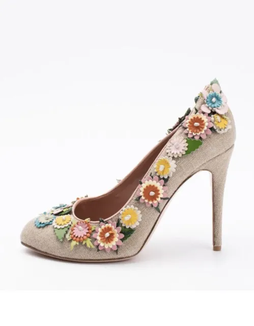 RRP€340  RED VALENTINO Canvas Court Shoes US10 EU40 UK7 Flower Made in Italy