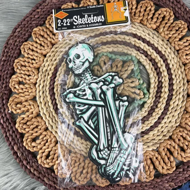VTG 1970 Original Beistle Halloween Decoration 2 Jointed Skeleton 22" NOS Sealed