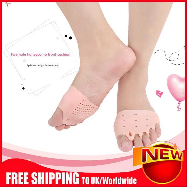 1 par de almohadillas para el antepié 5 orificios cubierta hallux separador de punta elástica alta (beige)
