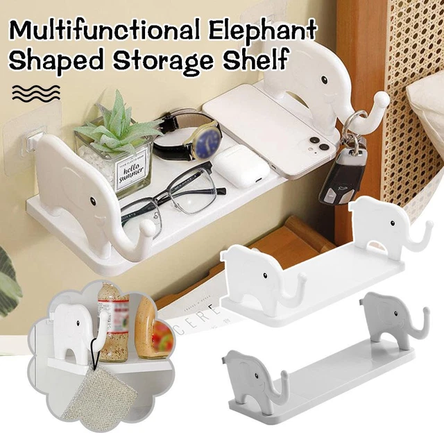 1x Multifunctional Elephant Shaped Condiment Storage Rack Mount Shelf C0L8