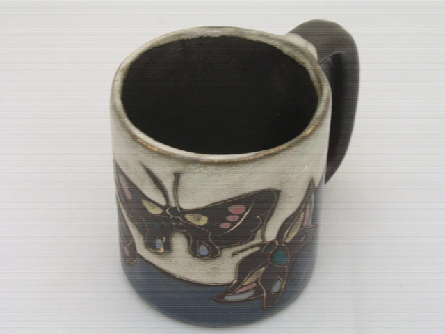 Mara of Mexico Stoneware Pottery Butterflies Handmade Mug 16 Ounces Lead Free
