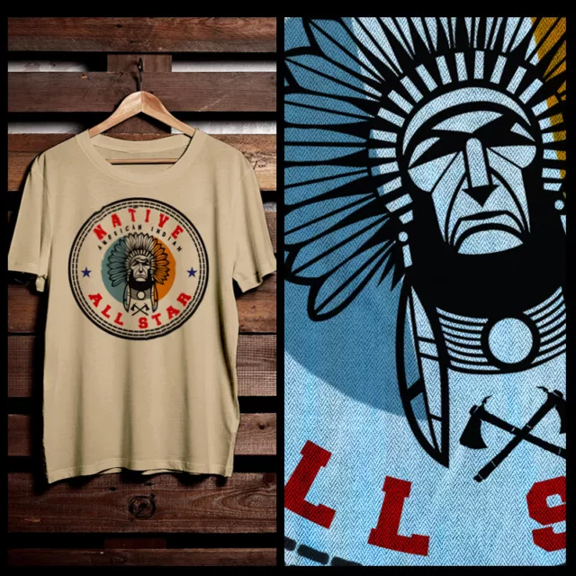 Native American T-shirt Indian Warrior Arrow tomahawk Indigenous Headdress tee