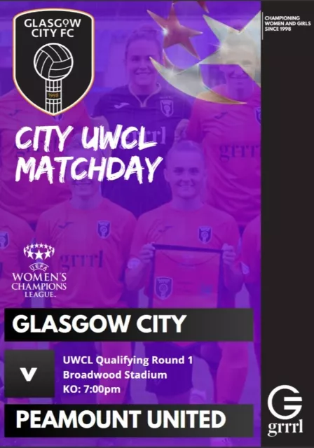 GLASGOW CITY Scotland PEAMOUNT UTD Dublin Ireland 2020 Womens CHL OFFICIAL