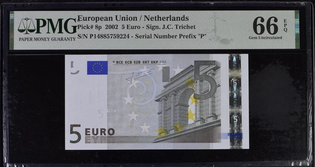 Euro 5 Euro 2002 P 8 p Netherlands Gem UNC PMG 66 EPQ NR