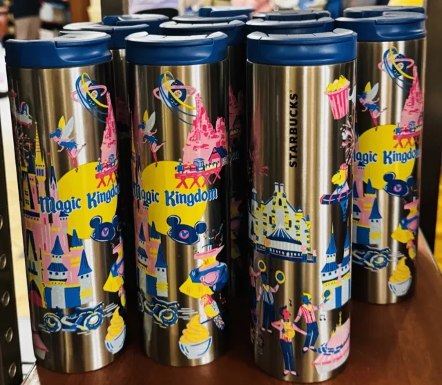 DISNEY WORLD PARKS Starbucks Magic Kingdom Castle Metal Travel Tumbler