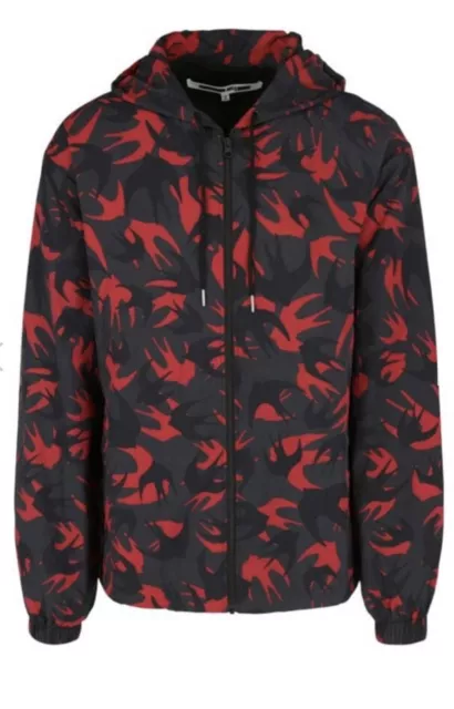 NEW 48 Alexander McQueen MCQ Red & Black Swallow Parka Jacket Hoodie Coat $620