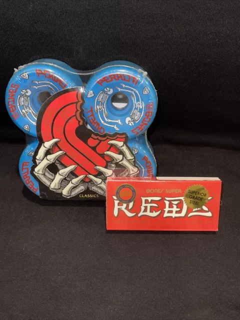 Powell Peralta G-Bones Skateboard Wheels Blue 64mm w/ Bones Super Reds Bearings