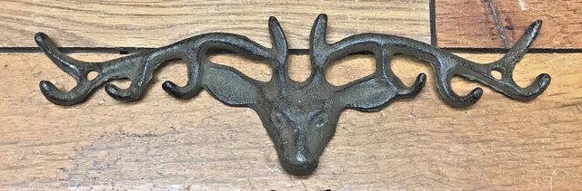 DEER ANTLER BUCK HOOK for Keys Leash Jewelry Door Wall Decor Hunting cast iron