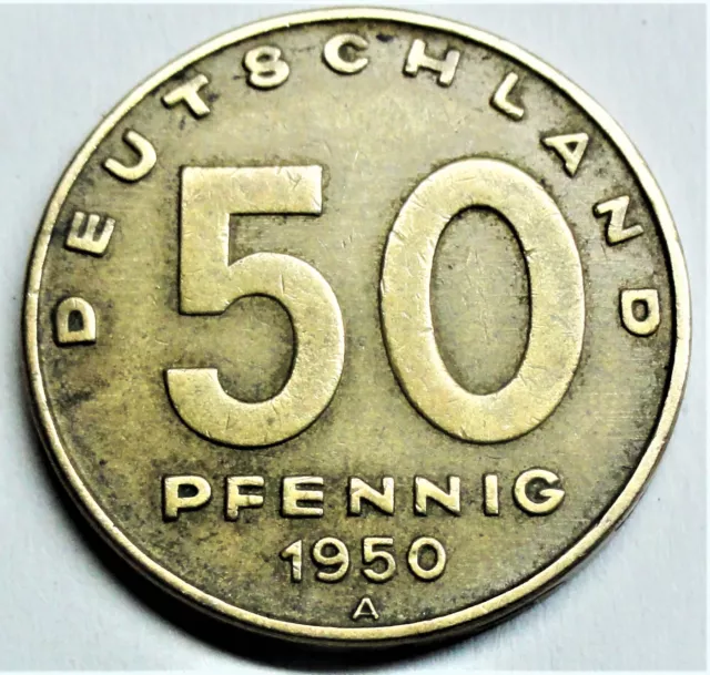 DDR - 50 Pfennig 1950 A - Rs: Industrie-Anlagen - vz / xf erhalten