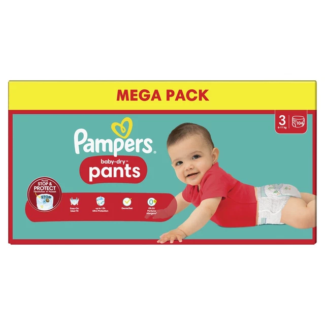 Couches-Culottes Baby-Dry Taille 3 6Kg-11Kg (le paquet de 104 couches)