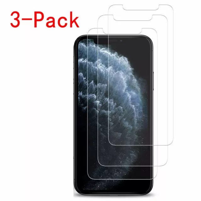 3-Pack Apple iPhone 11 Pro Max Screen Protector Tempered Glass HD 9H