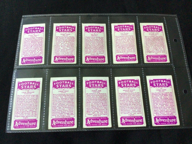 D.C Thomson - Footballer Stars - Adventure (1957)  -  10 Cards - G+/VG- COND 2