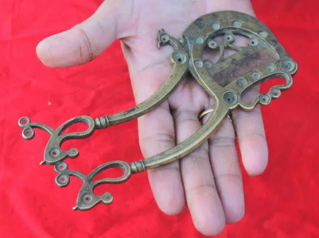 Vintage Brass Betel Nut Cutter Hand Carved Peacock Engraved Mughal M604
