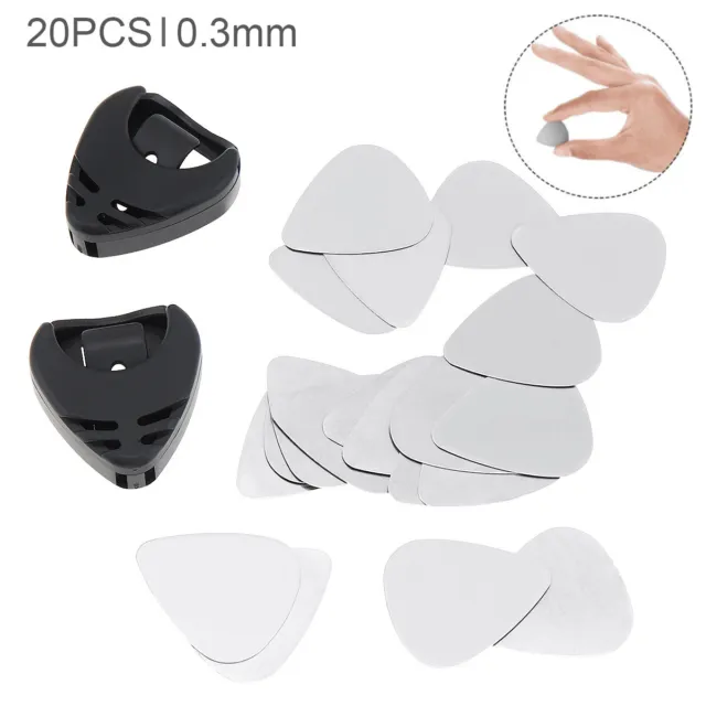 20pcs Guitar Picks Stainless Steel 0.3MM for Electric Guitar Bass with Holders
