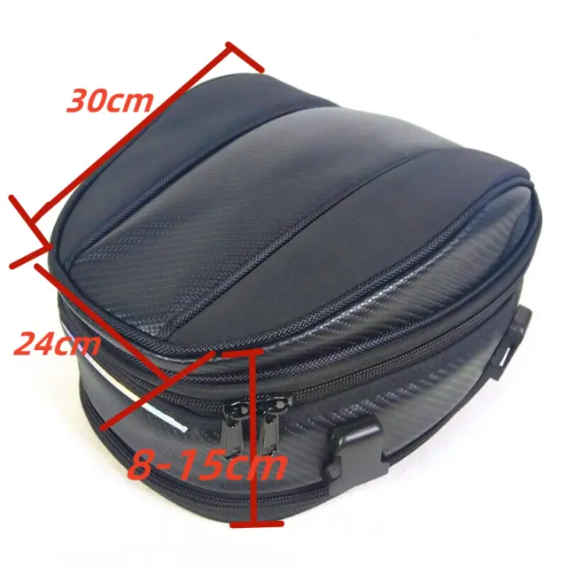 Waterproof Motorcycle Rear Seat Bag Large Black Tail Bag Luggage Saddle Box 2