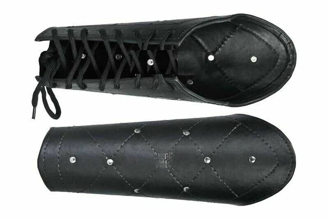 Coppia di bracciali medievali in pelle Gauntlet Arm Guard Studded LARP...