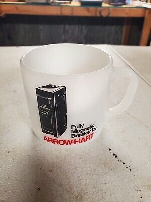 Vintage Fire King Milk Glass Coffee Cup Mug Arrow Hart Fully Magnetic Breaker...