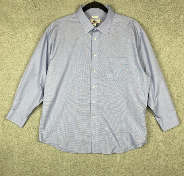 Joseph Abboud Button Up Shirt Men's 18 1/2 -34/35 Blue Cotton Casual long Sleeve