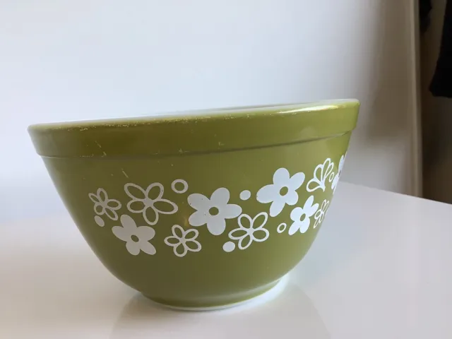 Vintage Pyrex Green Spring Blossom Small Mixing Bowl