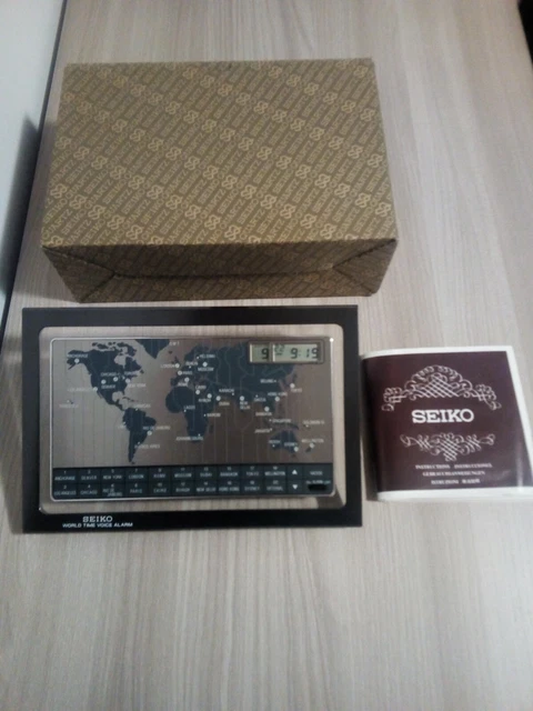 Seiko EK-10 World Time Voice Alarm Sveglia Da Tavolo Vintage Anni 80 Nuova