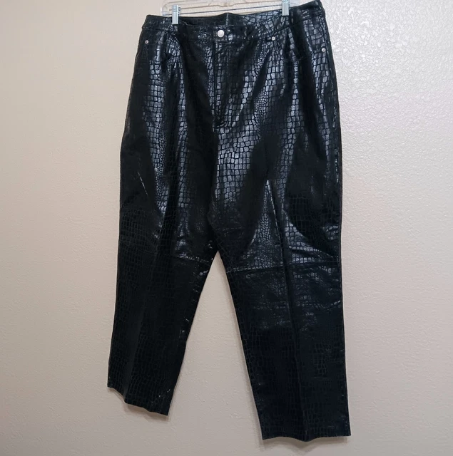 Newport News 20W Black Genuine Leather Croc Pants Lined