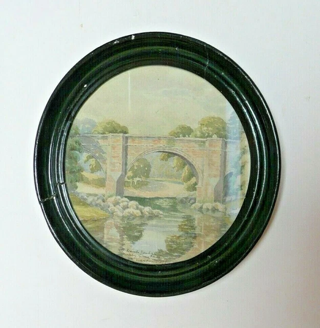 VINTAGE WATERCOLOUR PAINTING of Devils Bridge Kirkby Lonsdale by JH