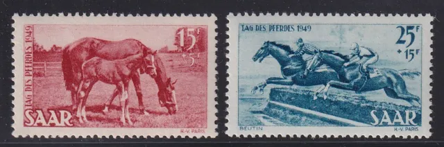 Saarland 1949 Mi.Nr. 265-66 postfrisch ** MNH Tag des Pferdes