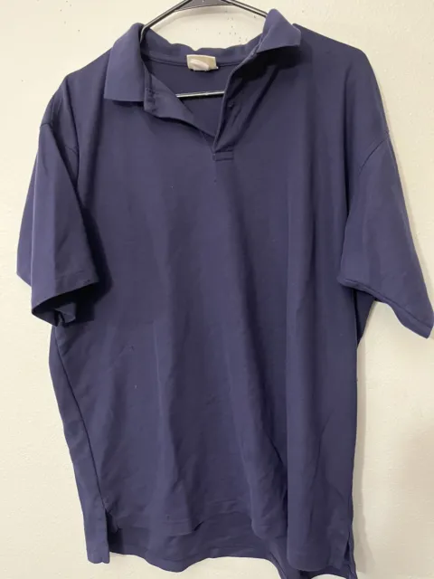 LL Bean Shirt Men XL Navy Blue Short Sleeve Polo Jersey Freeport Maine Stretch