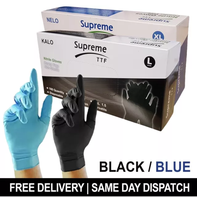 Black Blue Nitrile Powder & Latex Free Thick Disposable Gloves Tattoo Mechanic