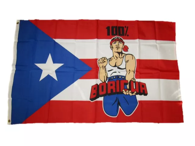 3x5 Puerto Rico 100% Boricua Flag 3'x5' Banner Brass Grommets 100D