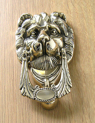 Door Knocker Italian Cast Brass Lion's Head Design in Polished Finish