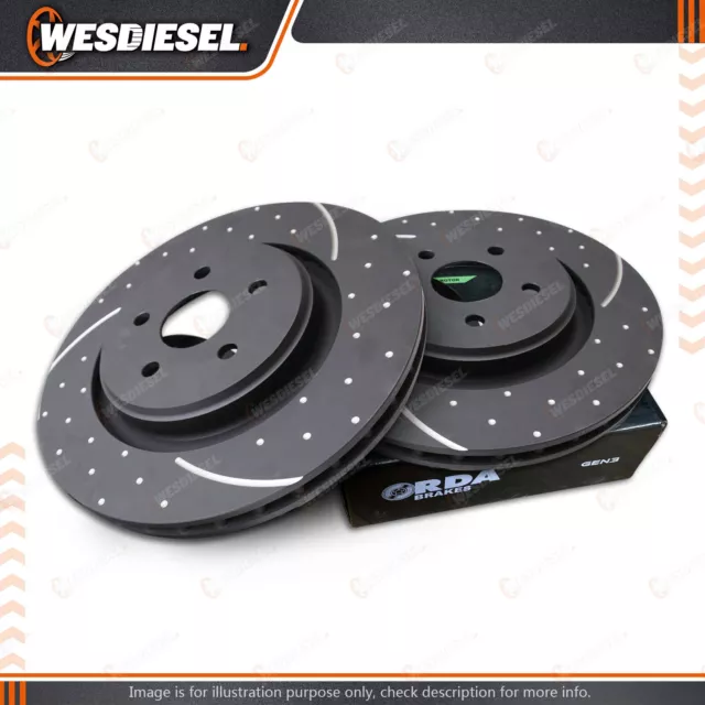 2Pcs Rear Slotted and Dimpled Direct Replacement Disc Brake Rotors RDA936D