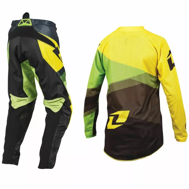 Jeunes Kit One Industries Atom Motocross MX Pantalon Jersey - Shifter Jaune/Vert 2