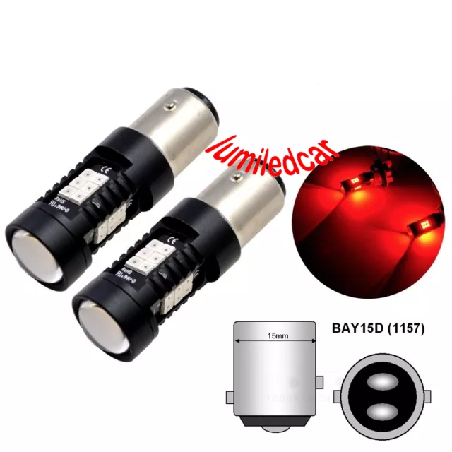 2X BOMBILLA LED CANBUS Py21 BAY15D 80W LED DE ALTA POTENCIA ROJA freno trasero