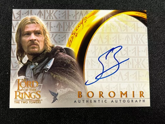 2002 Topps Lord Of The Rings Two Towers Boromir Sean Bean Autogarphed Card Aa