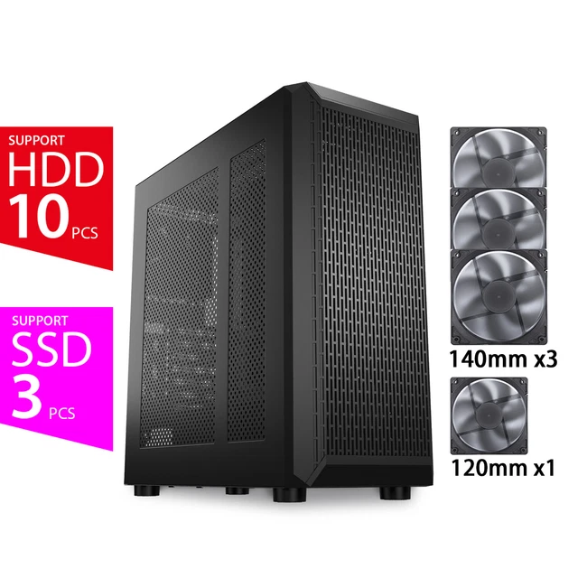 CLASSICO ATX / MicroATX PC Case with 4 Fans & 4 Detachable Hard Drive