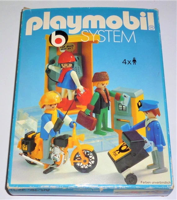 Playmobil Klicky 3231 La Poste Courriers Facteurs Moto Cabine téléphonique 1980