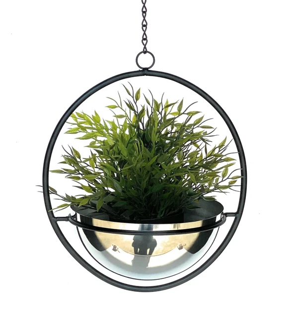 Blumenampel Innen Metall Wand Hängepflanzen 53 cm 96087 M mit Topf Silber Modern