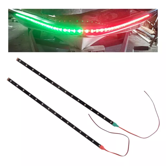 2pcs LED Bow Lights Navigation Light Strip Bar Boat Marine Red &Green y1