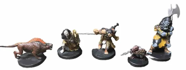 Lot of 5 D&D Minis 2003-2004 Monsters Hell hound Zombie Kobold Barbarian Orc NM