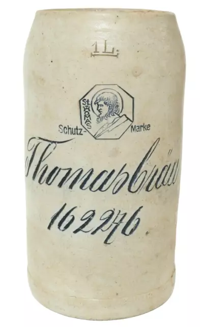 Antiguo Jarra de Cerveza Thomasbräu Cerveceria Thomas Bräu München Krug Fábrica