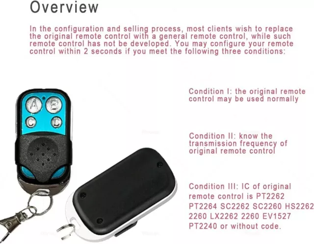 Universal Tor Garagentor 433 MHz Fernbedienung Duplikator Schlüsselanhänger Öffner 3