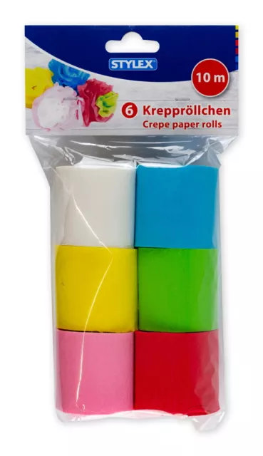 STYLEX Kreppband 6 Krepprollen Deko Krepppapier Krepp Papier 14022 Krepp-Bänder