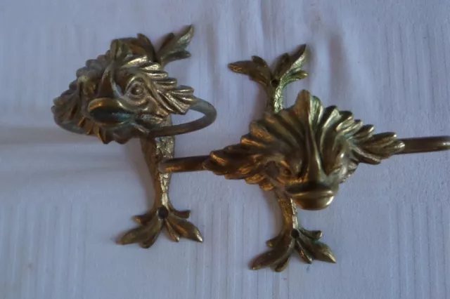 Set De Toilette En Bronze Ancien - Decor Tete De Poisson