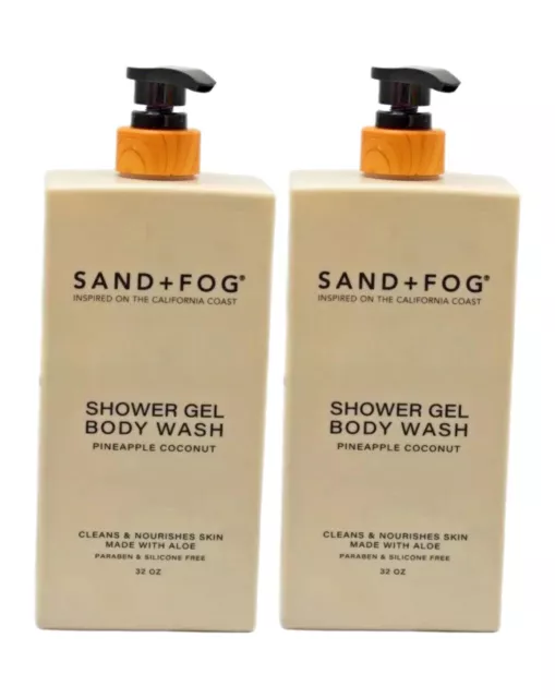 2x SAND + FOG Anansa Cocco W/ Aloe Doccia Gel Bagnoschiuma Pompa Dispenser 946ml