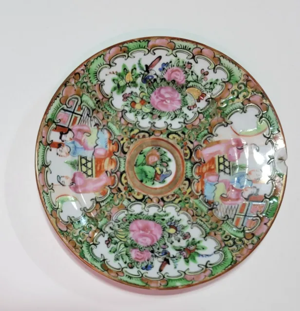 Antique Chinese Qing Republic Famille Rose Medallion Handpainted Porcelain Plate