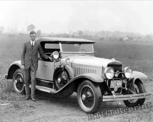 Photograph of Charles Lindbergh &  LaSalle Car in Missouri  Year 1927 8x10