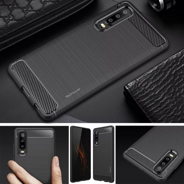 Premium Slim ShockProof Carbon Soft Gel Case for Huawei P30, P30 Lite, P30 Pro